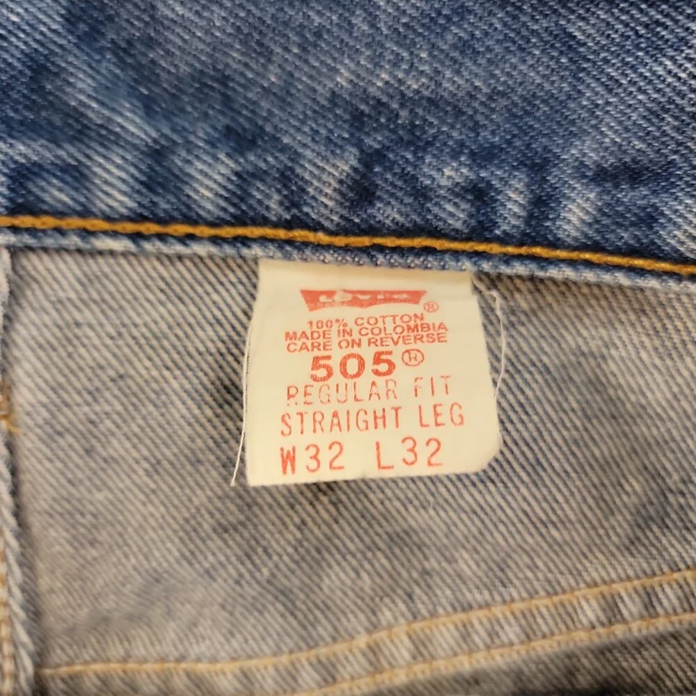 Levis 505 Vintage 90s 32x32 Regular Straight Leg Cotton Medium Wash Denim Jeans